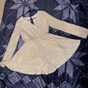 Silk, Gold/Cream Long Sleeve Romper.